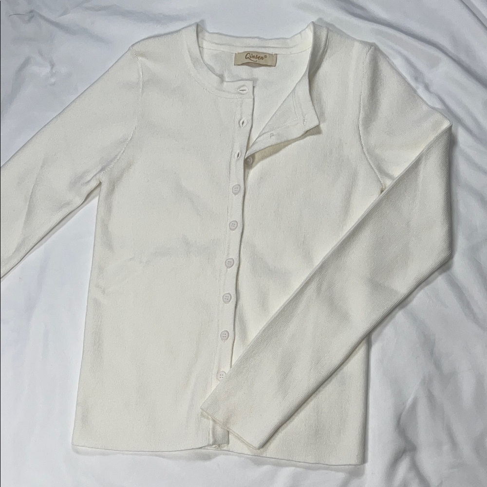 Cream Button-Up Cardigan - Picture 2 of 6